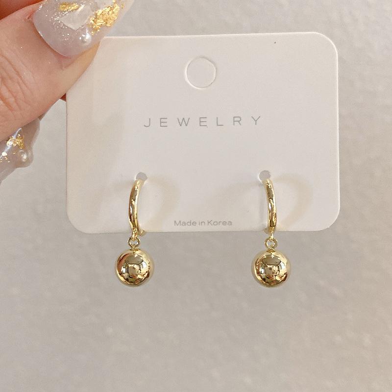 Vintage Small Smooth Ball-Shape Drop Dangle Earring for Women Creative Gold Color Pendant Earring Charming Female Ear 2026 New