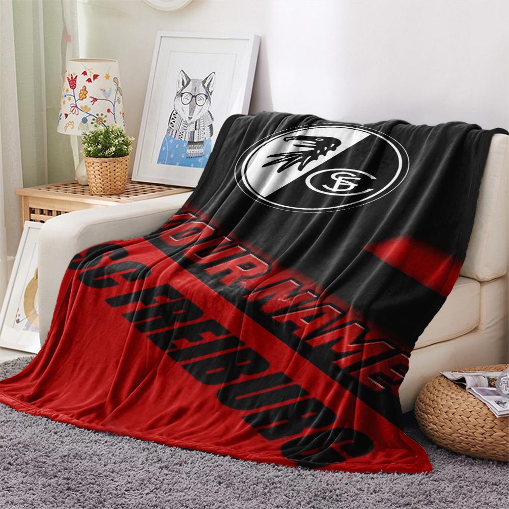 1PC Custom Name SC Freiburg Patterned Flannel Blanket Suitable For All Seasons for Home Decor Warmth and Comfort Gifts Holiday Present