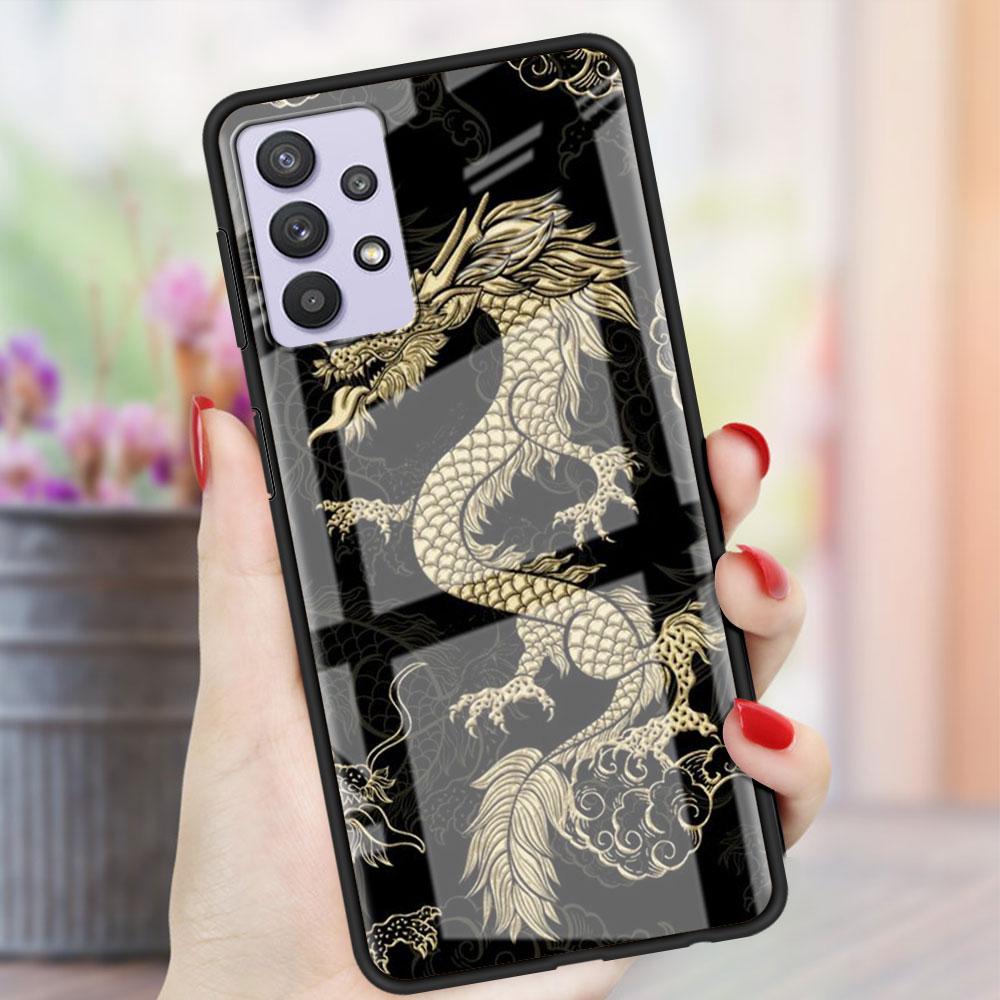Husă de Sticlă cu Animal Dragon Pentru Samsung Galaxy A52 A71 A50 A51 A70 A21s A31 A72 A10 A12 A30 A22 5G Husă Telefon