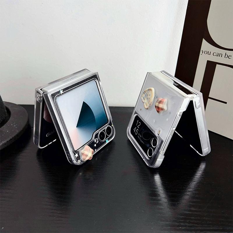 Ins Grid Love Star Button Mobile Phone Case for Samsung Zflip5 Flip Folding Screen Zflip6 Creative 4