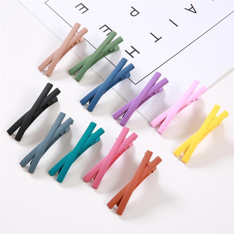 PL Water Drop Type Matte Texture Bb Clip Candy Color Cross Word Korean Girl Heart Hair Clip