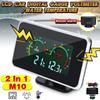 2in1 12V-24V LCD Digital Gauge Voltage Pressure/Water Temp Meter W/ Alarm M10 -40 - 50℃