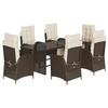 Vidaxl 7-Cz. Garden Furniture Set, With Cushions, Brown, PE Rattan