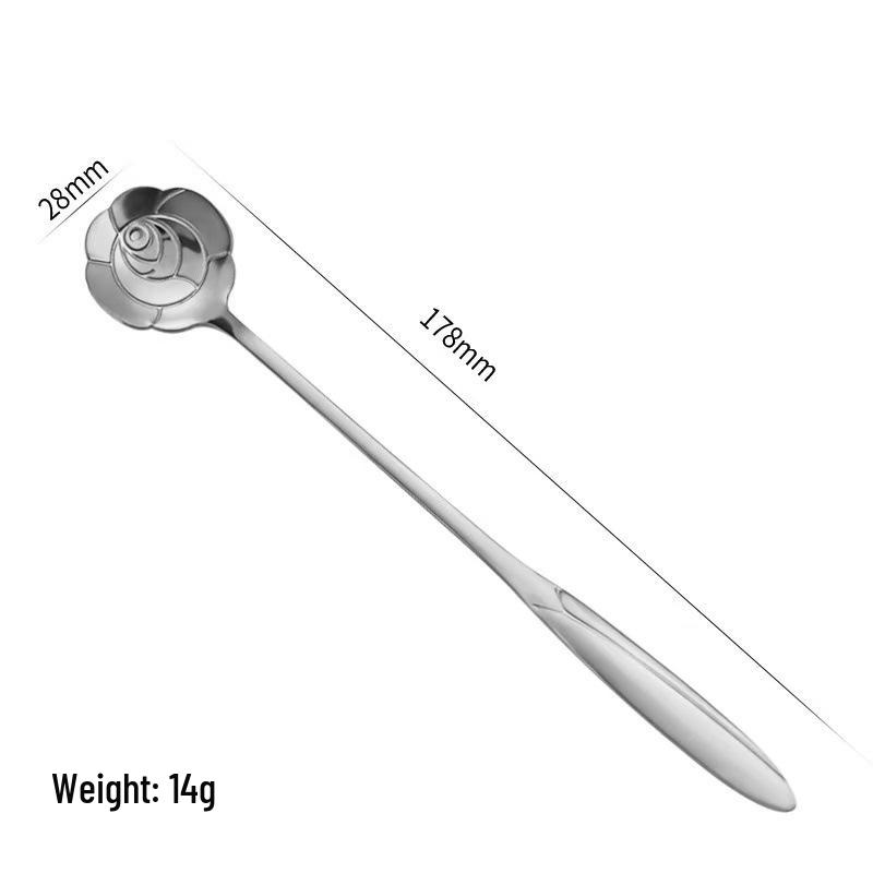 Cherry Blossom Stainless Steel Long Handle Stirring Spoon for Coffee, Dessert, and Honey