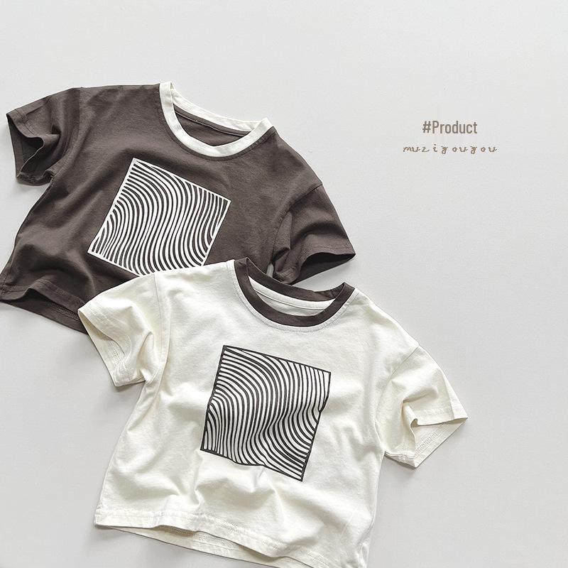 T-shirt Estiva Personalizzata a Maniche Corte per Bambini - Stile Coreano Cotone Puro per Bambini Piccoli