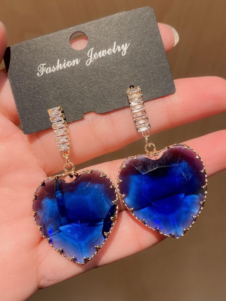 2 Stück Damenmode Zirkon, Kristall herzförmige Ohrringe und Party-Abendkleid-Accessoires