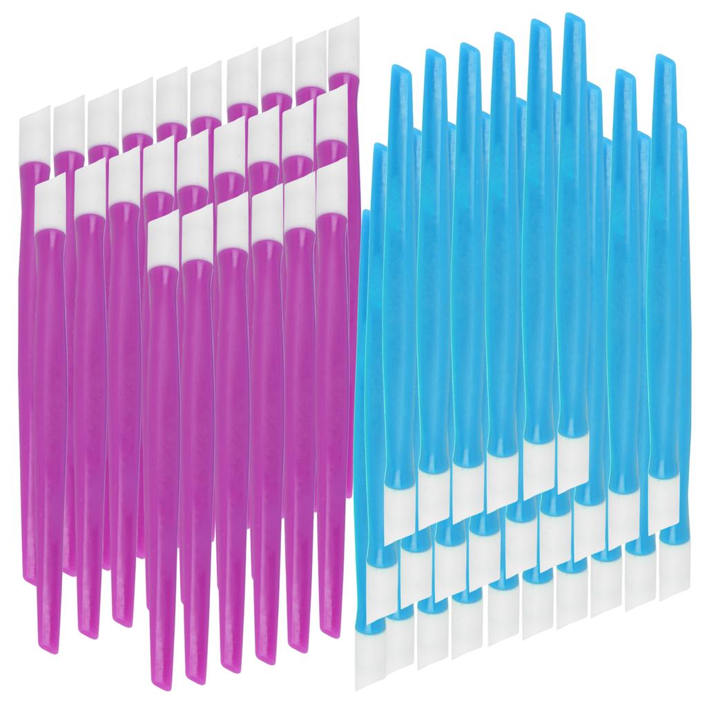 50pcs Rubber Tipped Nail Cleaner Plastic Handle Nail Cuticle Pusher Nail Art Salon Tool