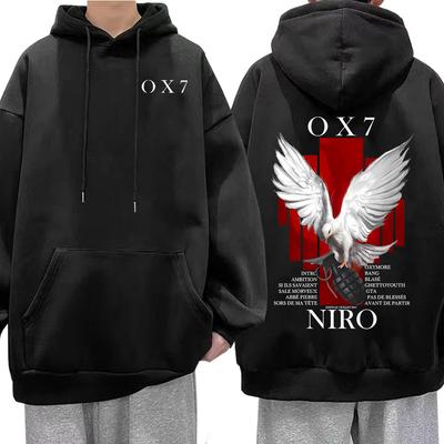 Rapper Niro OX7 Album Graphic Hoodie Men Women Clothing Hip Hop Fashion Street Hooded Sweatshirts Male Casual Vintage Pullover