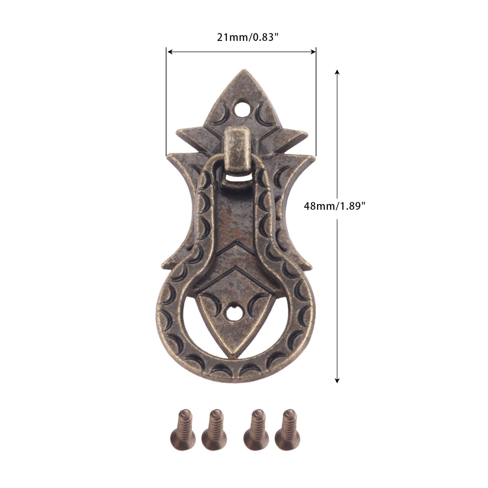 

2Pcs Vintage Bronze Ring Knob Furniture Handles with Screws Cabinet Drawer Kitchen Door Pull for Wooden Box Decorating Kitchen