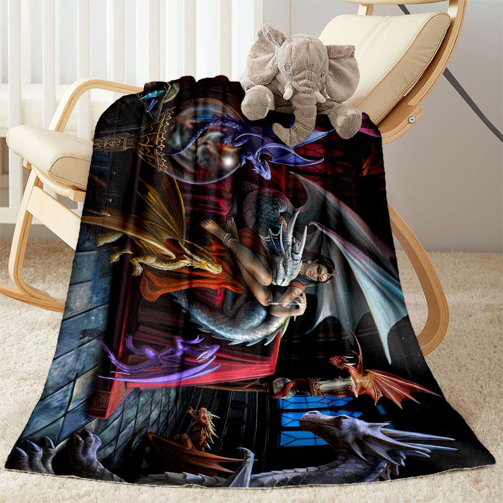 Gothic Style Blanket Soft & Cozy Perfect for Seaside Bed Office Four Seasons Multipurpose Playful Design Gift for Travel Home Birthdays