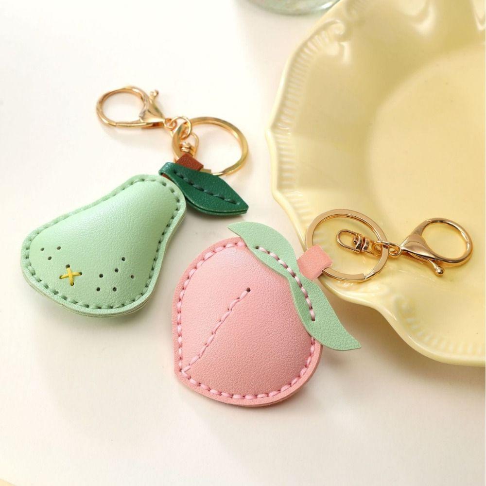 Cute Fruit Pendant Strawberry Bag Pendant Portable Leather Keychain  Gift