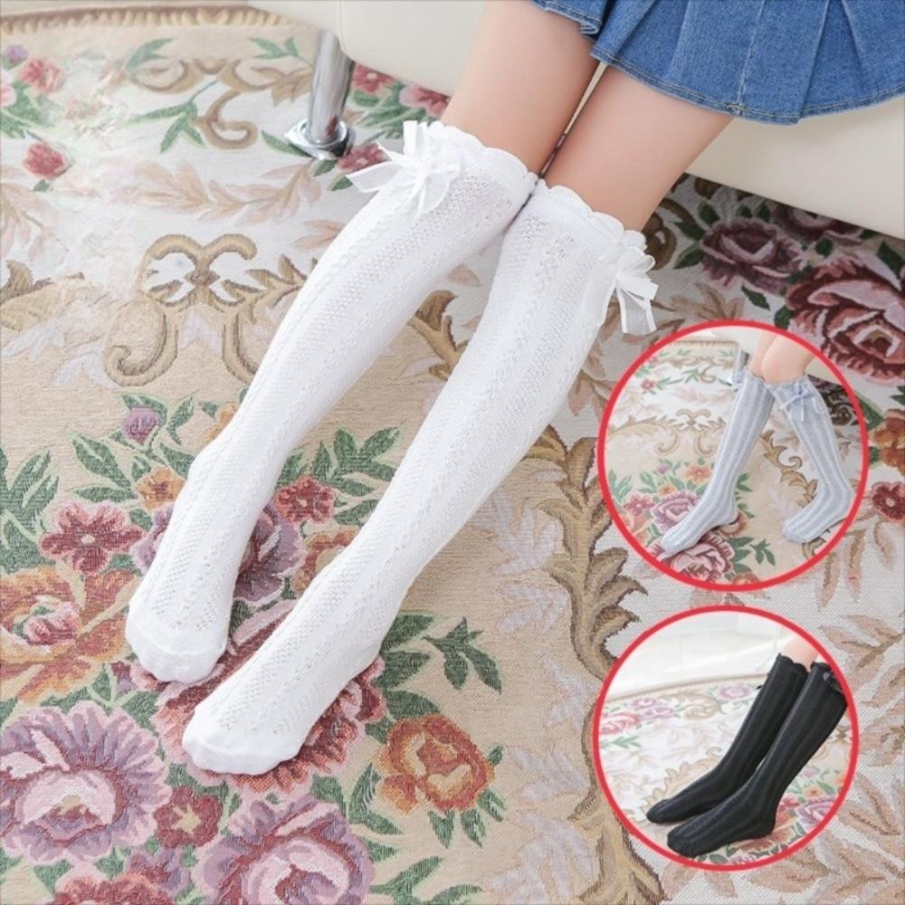 Soft Children Bowknot Mesh Socks Mid-tube Socks Cotton Socks New Mesh Girls Sock