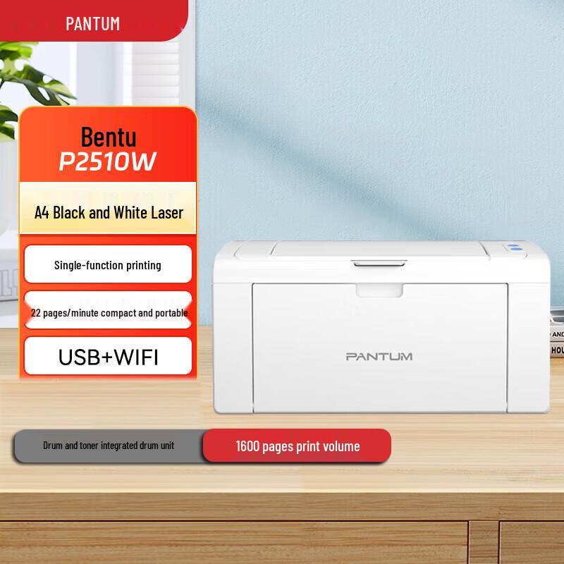 

Pantum P2510W A4 Black and White Laser Printer CN plug (adapter included)