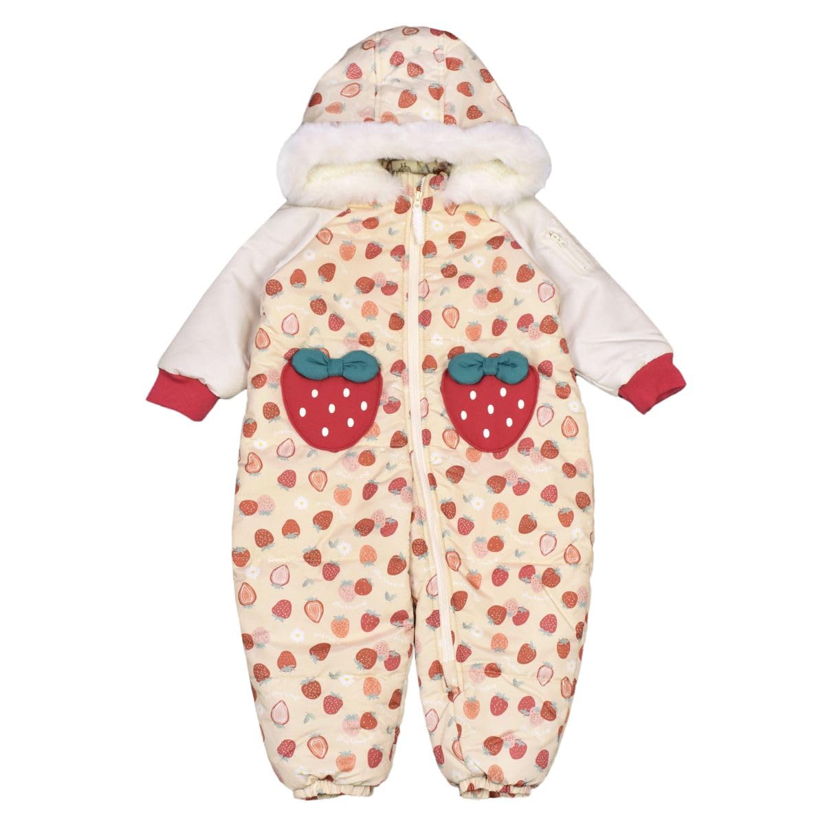 

Jumpsuit Baby Kids Girls Water Repellent Strawberry Print 100 Ivory