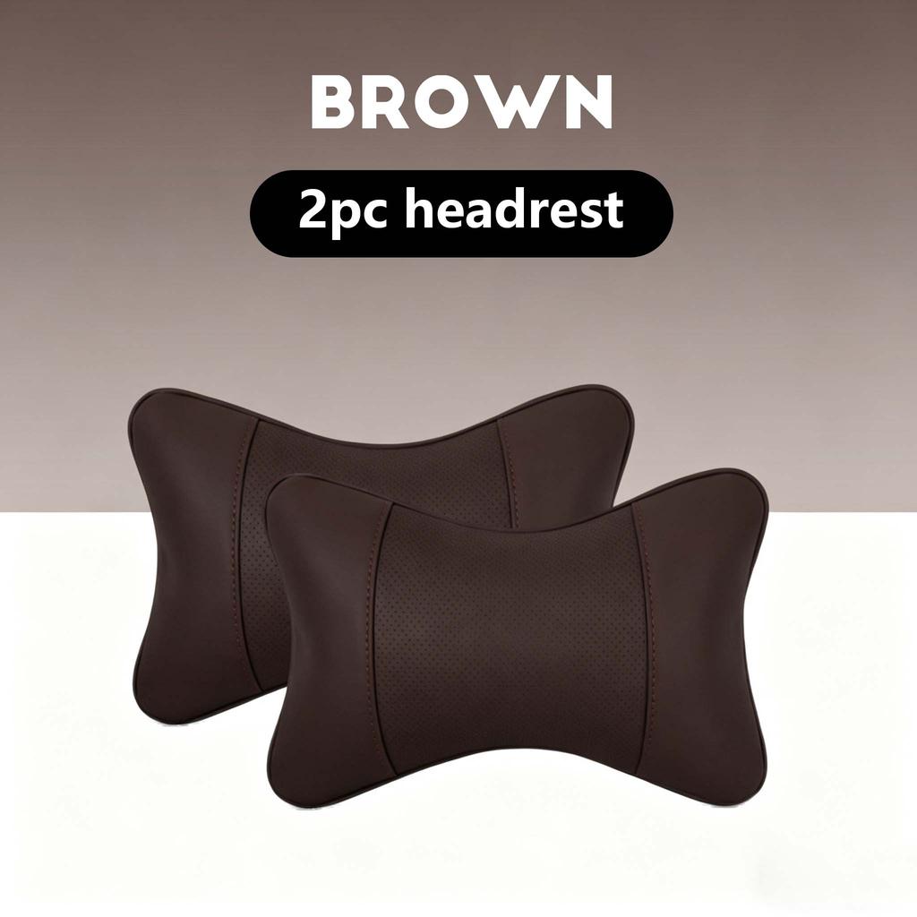 NWL3 2pcs Car Seat Leather Headrest Neck Pillow, Soft Comfortable Neck Support for VW Golf Passat Tiguan Skoda Octavia Kodiaq Auto In