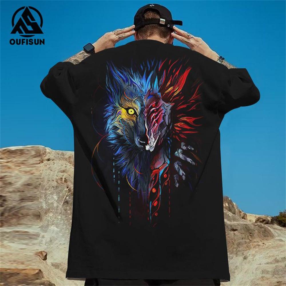 2024 neue Herren T-Shirt Hip Hop Tops Street Männer Trend Animal Print Bluse Sommermode Kurzarm T-Shirt Kleidung