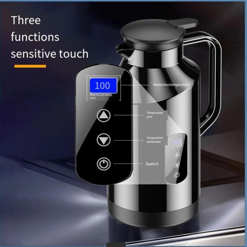 Car heating cup 1PC water kettle 12V24V insulation electric cup stainless steel intelligent temperature control 1.5L