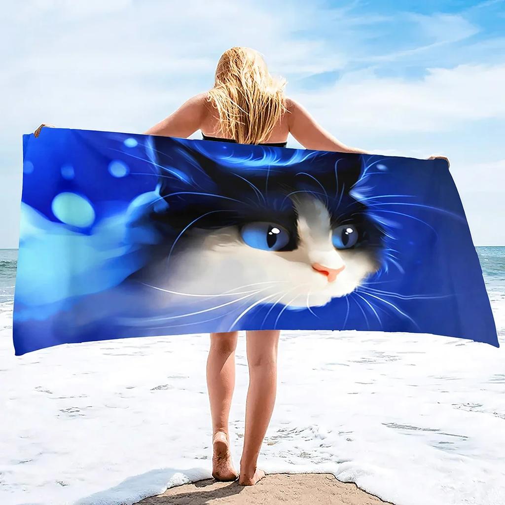 Kitten Cat Microfiber Beach Towel,Oversized Soft Absorbent Quick Dry Sand Free Thin Lightweight Beach Towel,Pool Swimming Towels