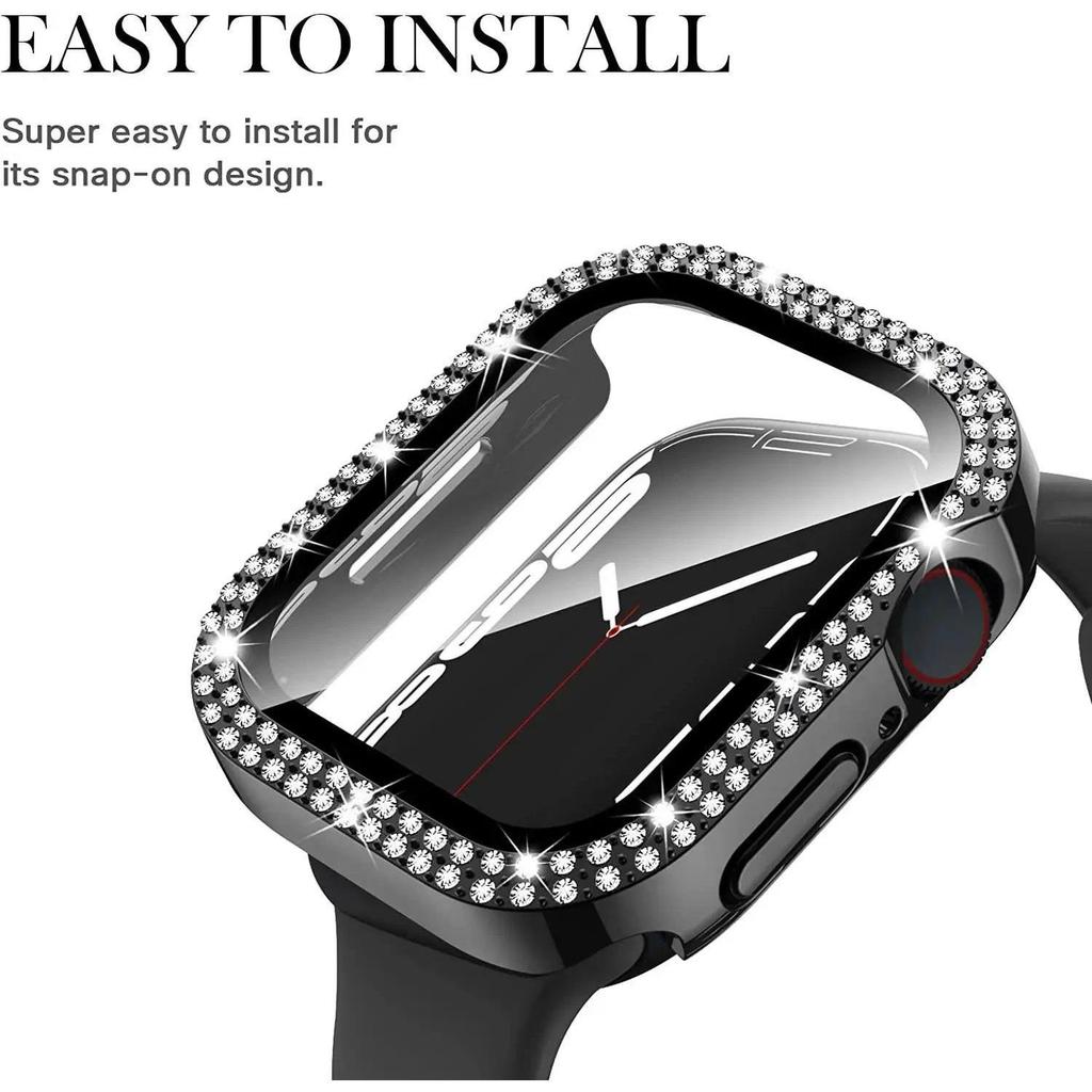 20pcs Double Row Diamond Cover For Apple Watch 8 7 6 9 10 iWatch Series 8 Ultra Protective Case 49mm 45mm 41mm 44mm 42/46mm
