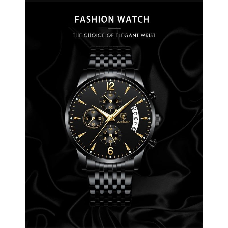 Watch POEDAGAR New Fashion Men Watch Waterproof Luminous Date Sports Watches Luxury Quartz Wristwatch Luxuri Male Clock +Box