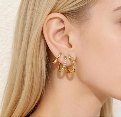 Classis Trendy Huggie Hoop Earrings Set for Women 3 Pairs Multiple Piercing Stackable Gold Hoops, Dainty Jewelry Gift