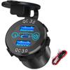 Car USB Charger Socket Metal 60W Car Charger 12V 24V USB Outlet PD USB-C & Two QC3.0 Ports Touch Switch for Boat Marine