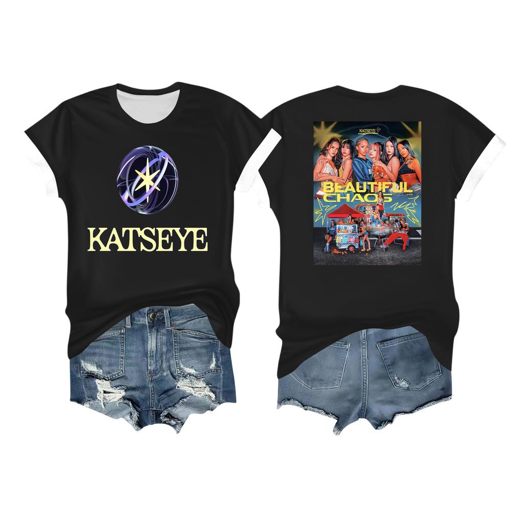 Women's Casual Printed T-shirt Round Neck Pullover Short Sleeve Top