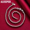 925 Sterling Silver Luxury Gorgeous Charm Fashion Vary Smooth Beads Necklace Jewelry