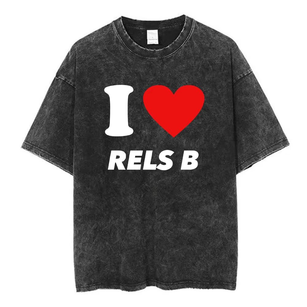 Washed Vintage Rapper Rels B World Tour 2025 A New Star T-shirts Hip Hop Oversized Short Sleeve Retro T Shirts Streetwear Unisex