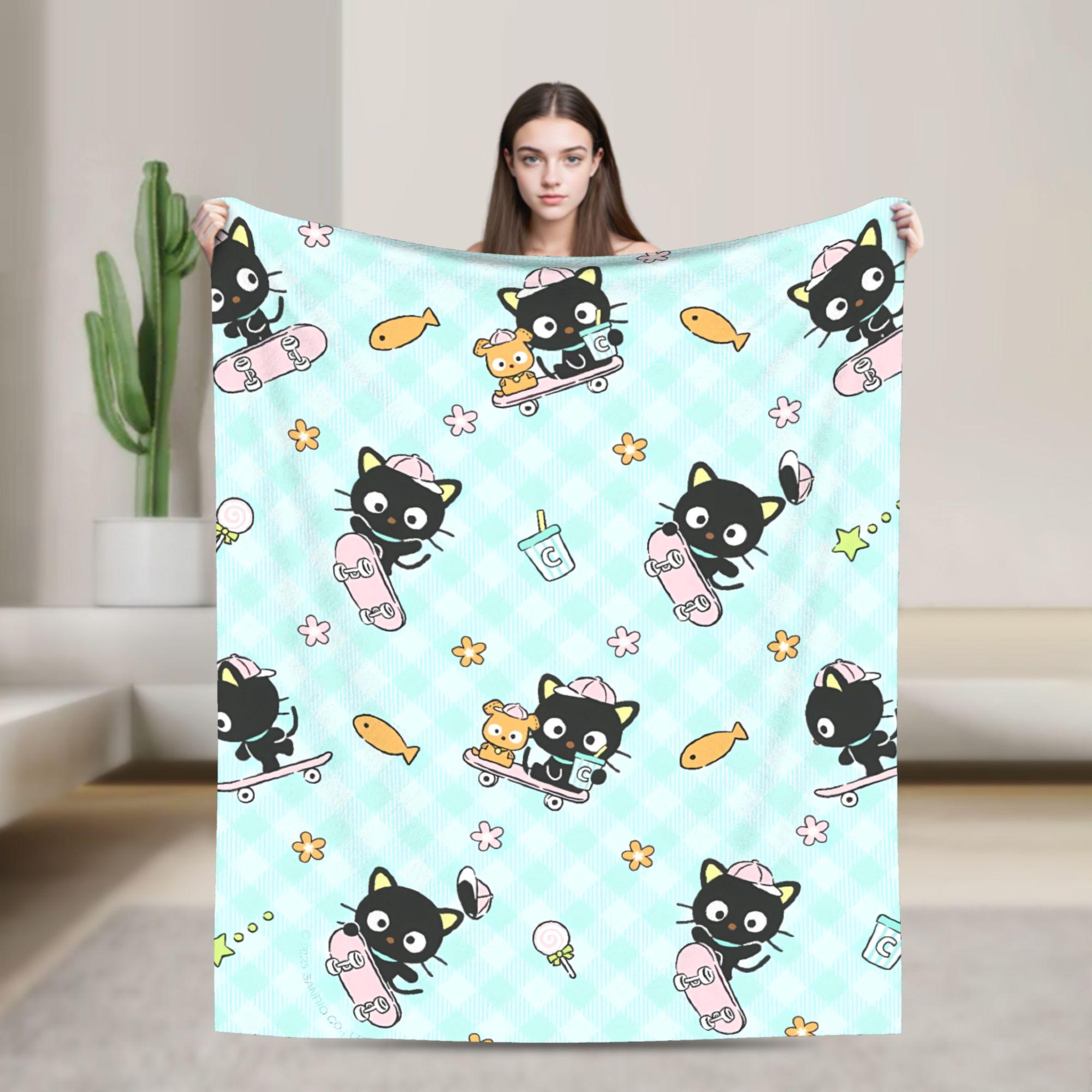 

Cute Chococats Blankets Black Cat Warm Soft Novelty Plush Throw Blanket For Students Outdoor Flannel Bedspread Bed Cover 75cmx90cm чёрный