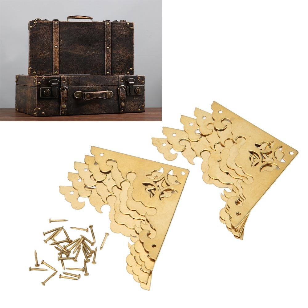 10pcs Hollow Antique Decorative Box Corner Retro 5.5cm Corner Protector Brass Metal Corner Protector Furniture Hardware
