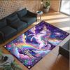 Alfombra de Suelo de Terciopelo de Cristal con Temática de Unicornio, Alfombra Cálida Personalizada con Nombre y Texto, Decoración del Hogar