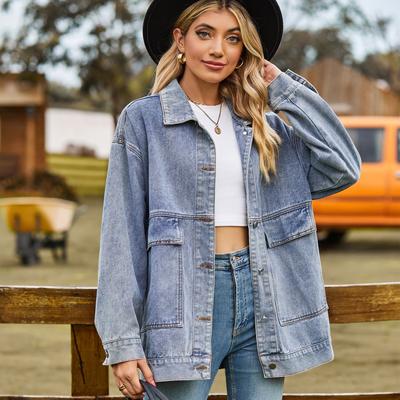 Veste en jean décontractée pour femme, style printemps et automne, polyvalente, slim, rétro, classique, ample