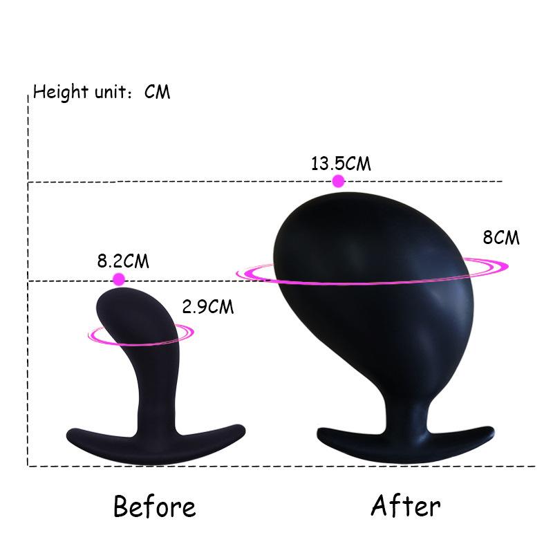 Inflatable Silicone Anal Plug with Hand Pump, Expandable Butt Plug for Men Women, Soft Air Pressure Training Massage Toy