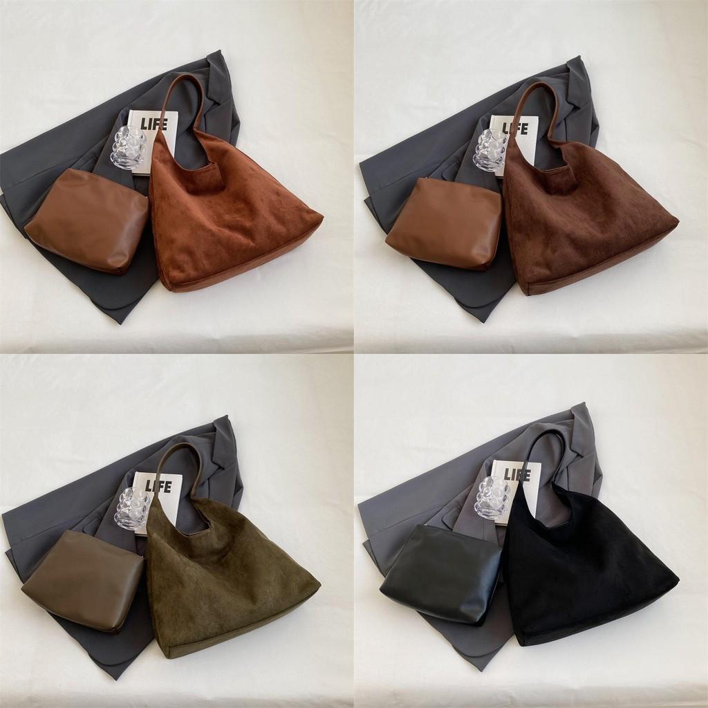 Elegant Fall Suede Shoulder Bag For Women Retro Large Tote Bag Ideal For Commuting And Daily Outfits