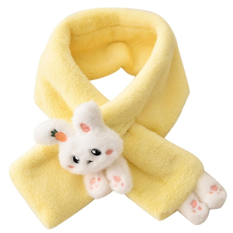 Girls Winter Warm Thicken Scarfs Cartoon Bunny Shape Faux Fur Plush Cross Collar Scarf Shawl Lovely Warm Soft Scarf