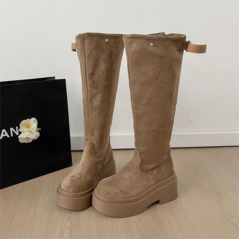 

Internet celebrity design sense retro knight boots women 2025 spring and autumn new super fire fashion thin fashion but knee boots 40 хаки