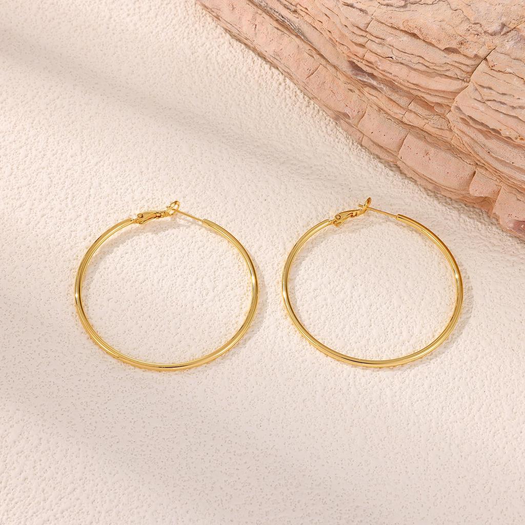 18K Gold Plated Large Hoops Earring Lightwight Gold Hoop Earrings for Women 316L Surgical Steel Post Lightweight Hypoallergenic