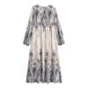 Spring 2026 Elegant Long Sleeve Bohemian Maxi Dress - European & American Style
