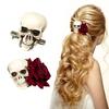 Skull Hair Clip Halloween Party Headwear Novelty Rose Side Clip Cool Hair Decor
