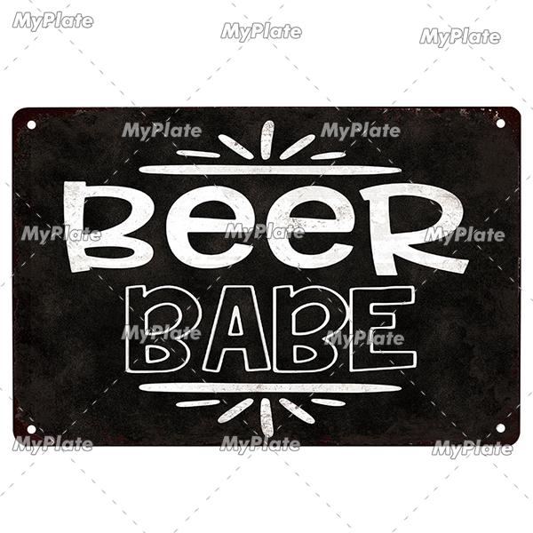 [MyPlate] Beer Metal Sign Plaque Metal Vintage Pub Tin Sign Wall Decor For Pub Club Man Cave Bar Decoration Tin Plates