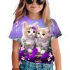 Kawaii Cat T-Shirts for Children Tops Girl Short Sleeve T-Shirt Summer Girl Clothes Crew Neck Clothing Outdoor T-Shirt for a Boy