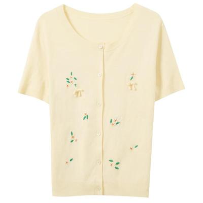 Women's Bow Knit Short Sleeve Cardigan
