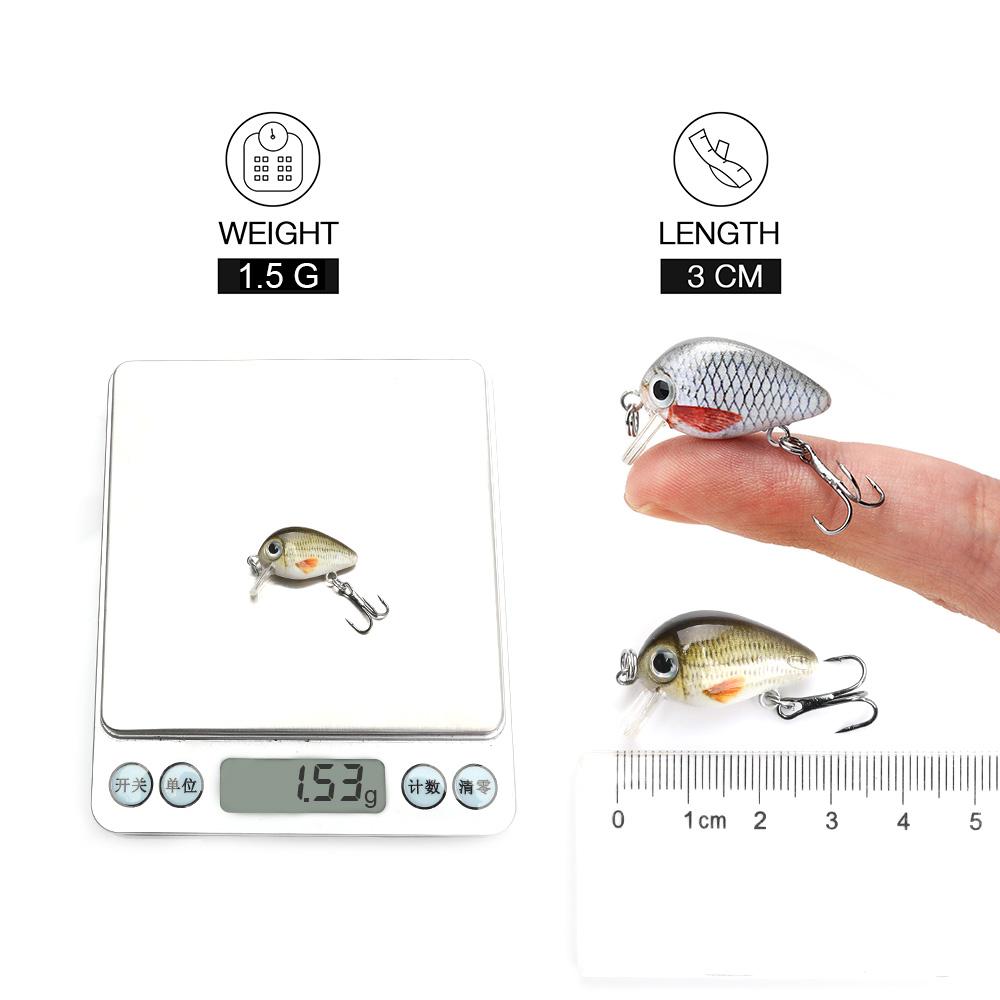 5 pièces 1.5g 3cm Mini Wobblers/appâts de pêche leurre artificiel appât dur flottant Wobbler pour poisson bar matériel de pêche