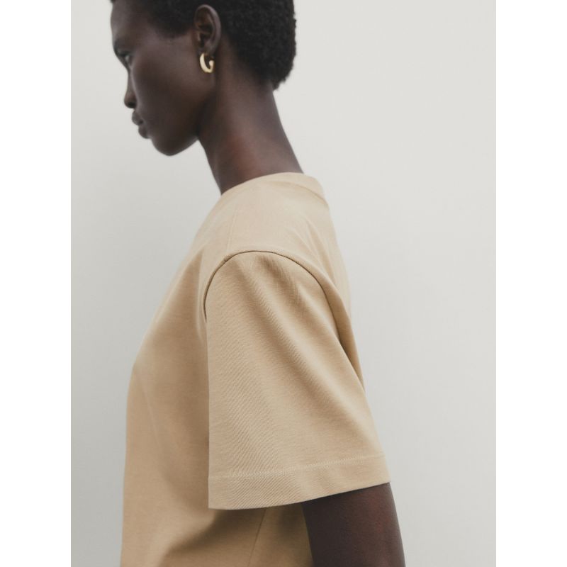 MD Women's New Casual Laid-Back Style Camel Heavy Weight Comfortable Pure Cotton Round Neck Short Sleeve T-shirt 06802901704