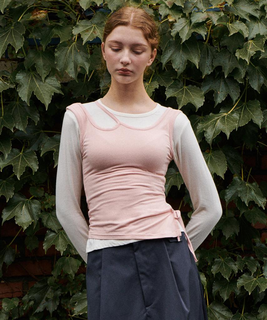 BELLOL Layered Sleeveless Top Pink
