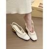Modern Heroine! Temperament Square Head Woven Bag Head Rear Empty Sandals Women's Spring 2025 Crystal Heel Single Shoes