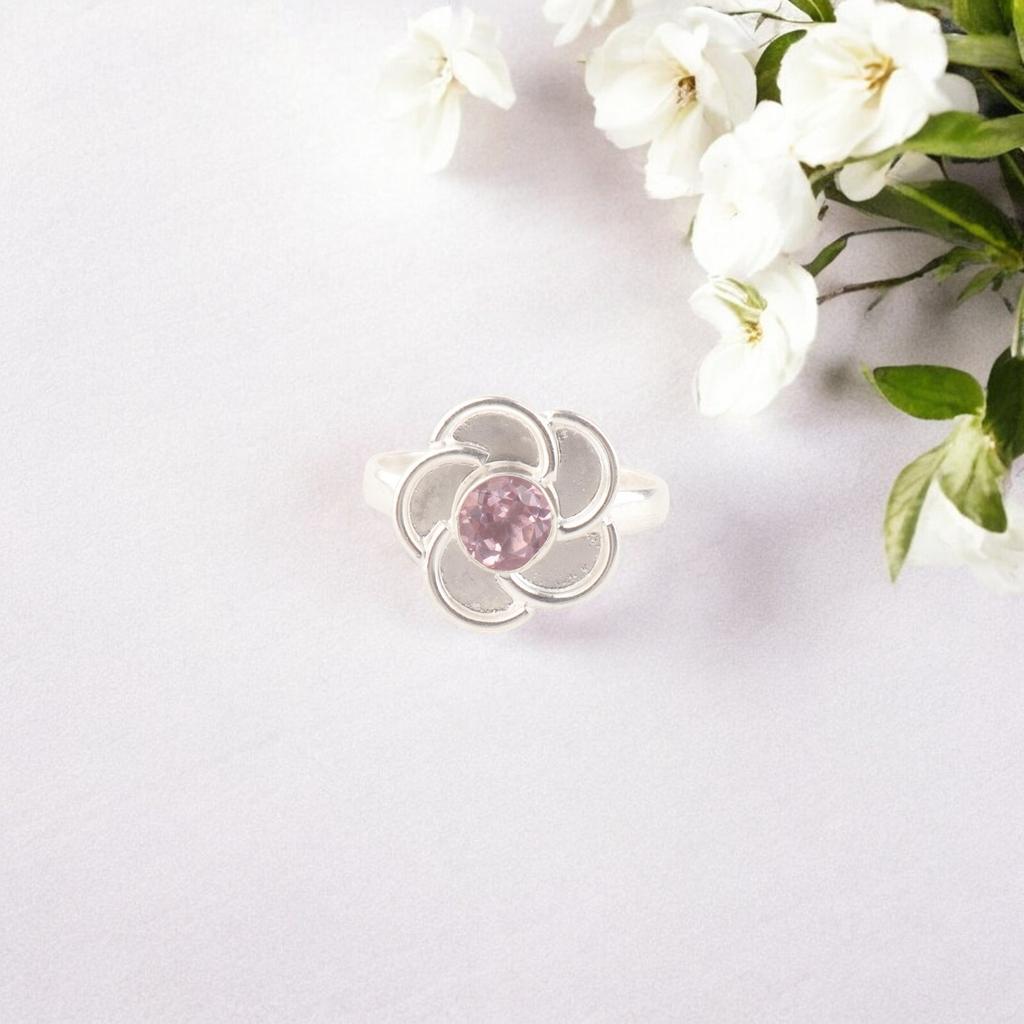 Morganite Gemstone Ring 925 Sterling Silver Handcrafted Jewelry Partywear Ring RR-51-8