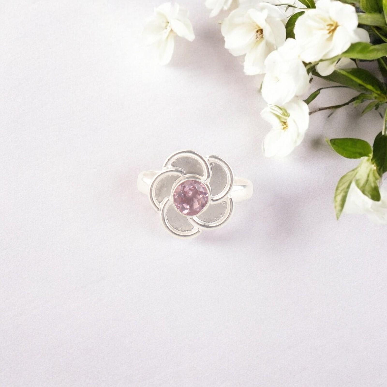 

Morganite Gemstone Ring 925 Sterling Silver Handcrafted Jewelry Partywear Ring RR-51-8 13