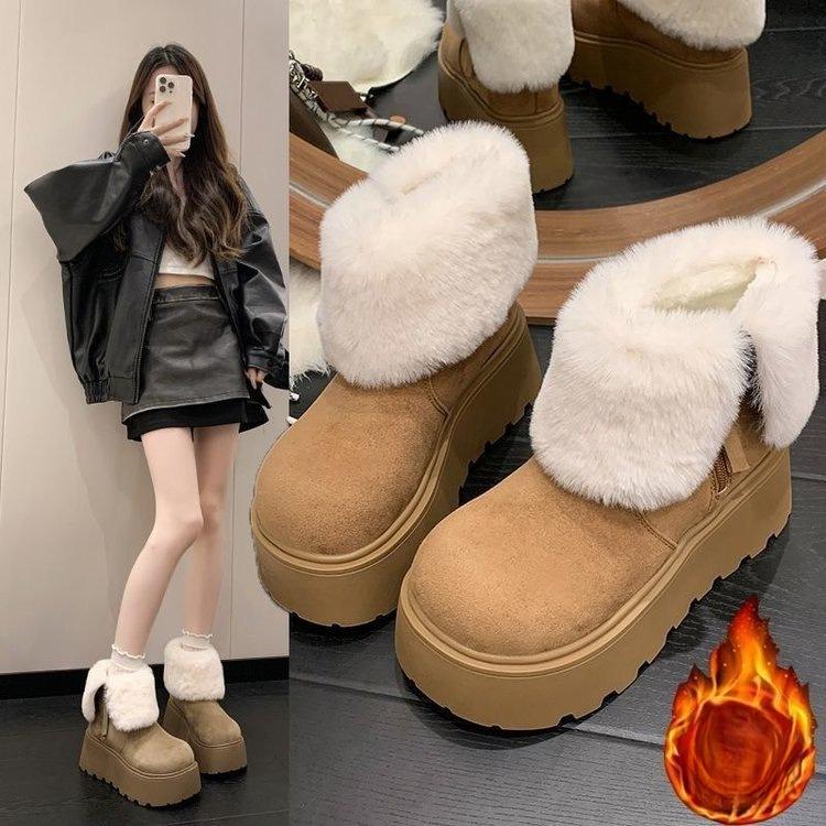 Women's lightweight comfortable cold warm padded snow boots non-slip wear outdoor leisure sports mid-calf cotton boots